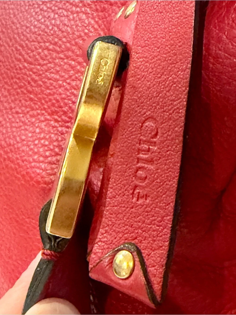 Chloé Large Marcie Satchel Double Carry Bag Red Grained Leather